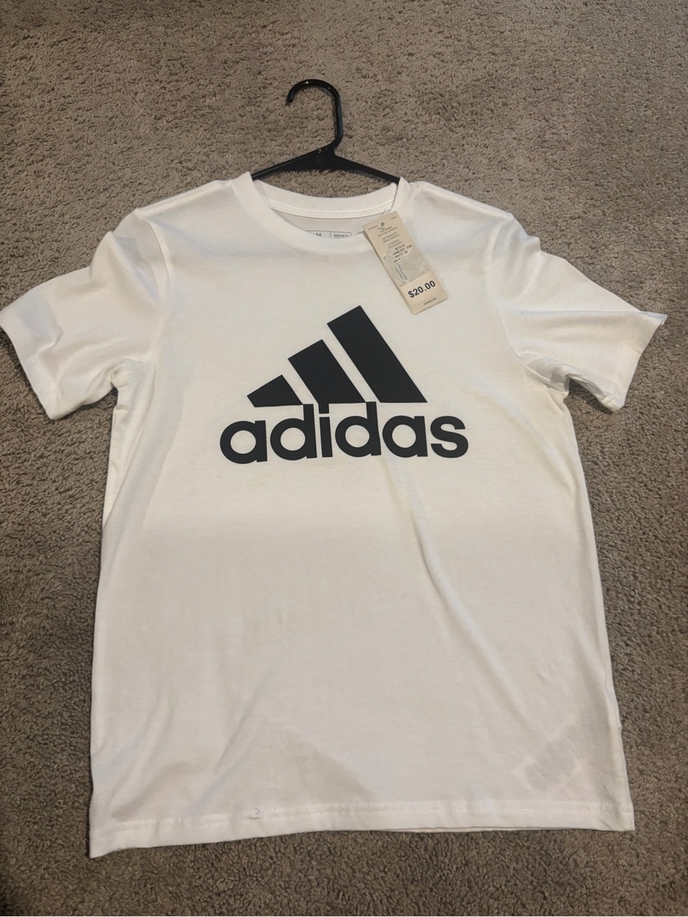adidas White Short Sleeve Tee with Black Logo